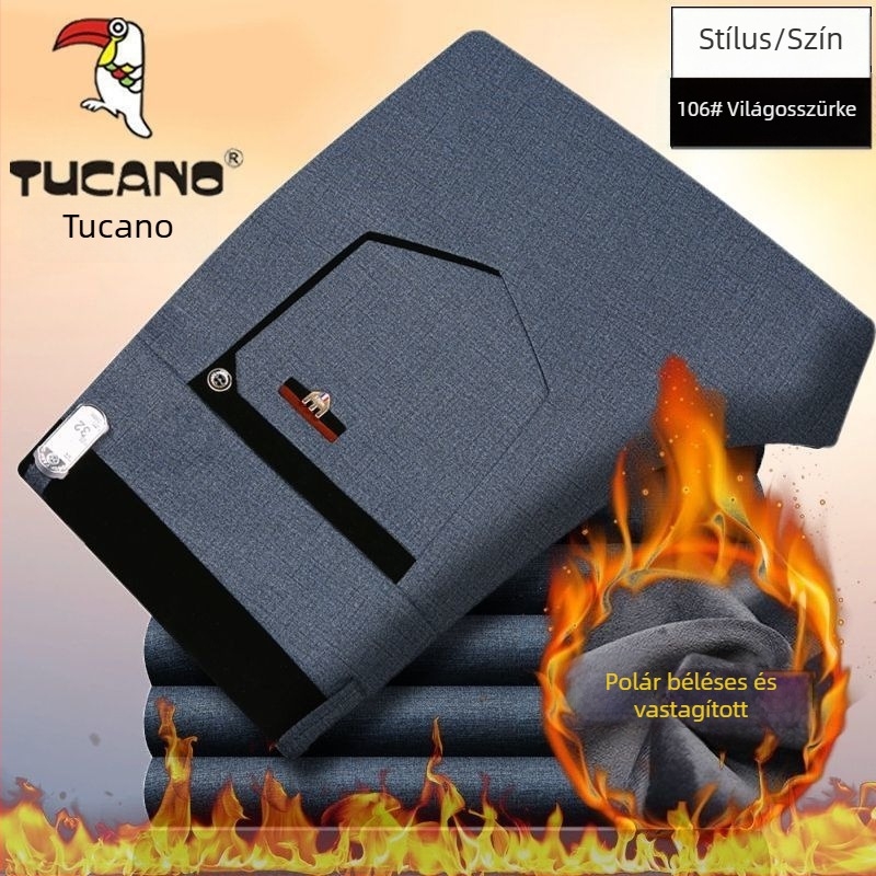 Woodpecker téli nadrág fleece-béléses, vastag, kényelmes, férfiaknak egyenes szabású, kültéri viselethez
