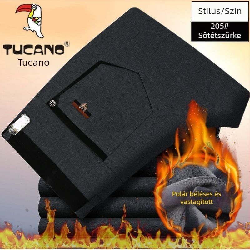 Woodpecker téli nadrág fleece-béléses, vastag, kényelmes, férfiaknak egyenes szabású, kültéri viselethez