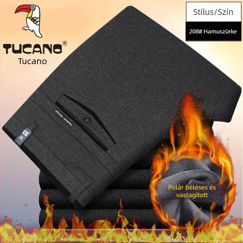 Woodpecker téli nadrág fleece-béléses, vastag, kényelmes, férfiaknak egyenes szabású, kültéri viselethez