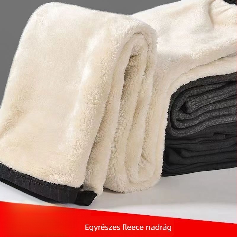 Női fleece-béléses nadrág, magas derékkal, egyenes szárú, hosszú, TR anyagból, közepes vastagságú