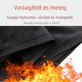 Női vastag bélelt széles lábú nadrág őszi‑téli időszakra, egyenes szabás, magas derék, hosszú