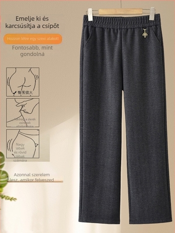 Női nadrág őszi-téli fleece béléses, lazán szabott, magas derekú, egyenes szabás - Napi, Alap stílus (Tavasz 2025; Anyag: Egyéb; Fő anyag összetétele: PVC ≤30%; Stílus: Casual, Alap; Mintázat: Egyszínű)