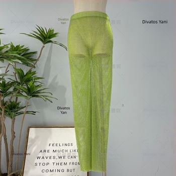 Fashion Yani színpadi nadrág, európai–amerikai stílus, gyémántokkal kirakott, elasztikus derékkal, üreges kivágású dizájn, teljes kövek díszítettek, mindennapi nadrág