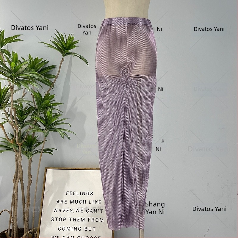 Fashion Yani színpadi nadrág, európai–amerikai stílus, gyémántokkal kirakott, elasztikus derékkal, üreges kivágású dizájn, teljes kövek díszítettek, mindennapi nadrág