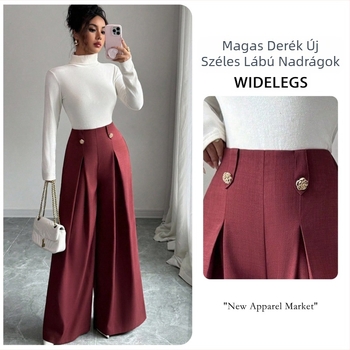 Magas derekú, széles lábú nadrág, poliészter 95%+