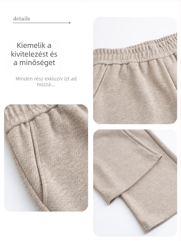 Rugalmas, magas derekú, egyenes szárú nadrág fleece béléses, őszi‑téli 2025, anyag TR, PVC ≤30%, egyszínű minta