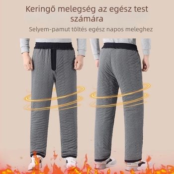 Férfi téli nadrág fleece-béléssel, egyenes szabású, magas derékú, cipzár, zseb díszítéssel