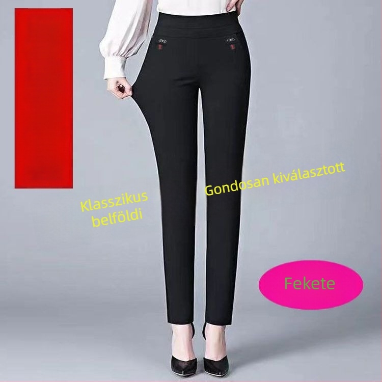 Egyenes szárú nadrág fleece béléssel, téli kiadás 2025, 90-95% poliészter tartalom, poliészter szövet, normál vastagság