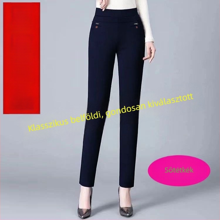 Egyenes szárú nadrág fleece béléssel, téli kiadás 2025, 90-95% poliészter tartalom, poliészter szövet, normál vastagság