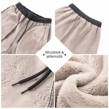 Férfi téli casual nadrág, egyenes szabású, fleece bélelt belsővel, elasztikus derék, előre gombos zárás, anyag poliészter-bambusz rost
