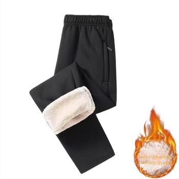 Férfi téli casual nadrág, egyenes szabású, fleece bélelt belsővel, elasztikus derék, előre gombos zárás, anyag poliészter-bambusz rost
