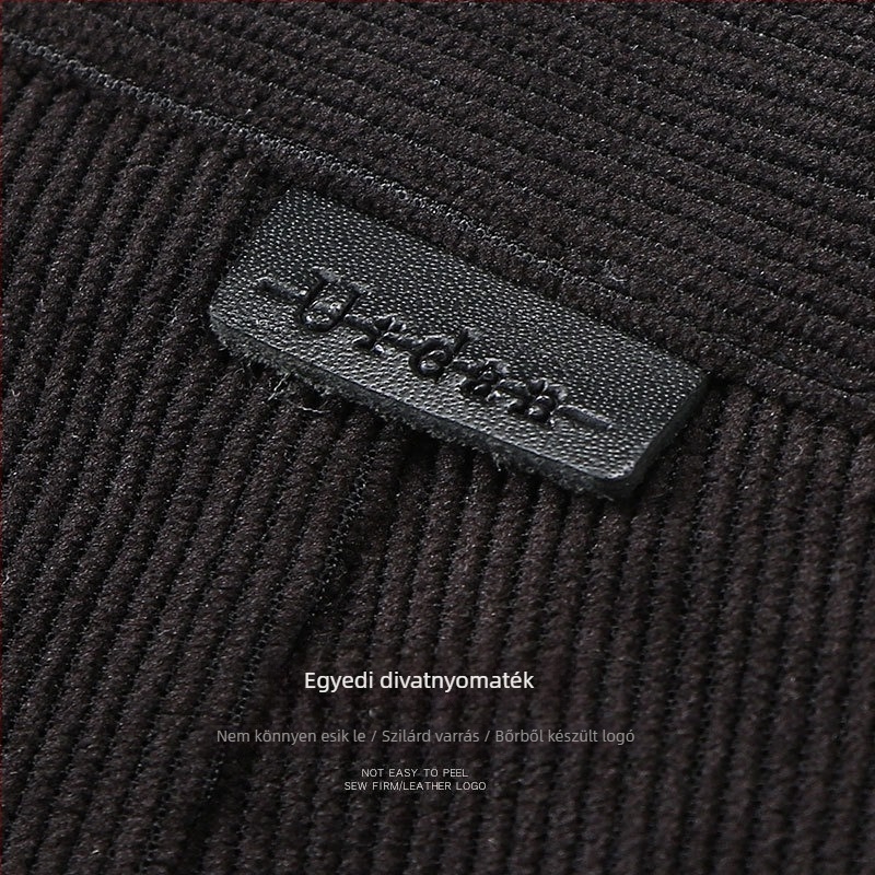 Corduroy férfi casual üzleti nadrág, őszi/téli, magas derekú, egyenes szabás, zipzár