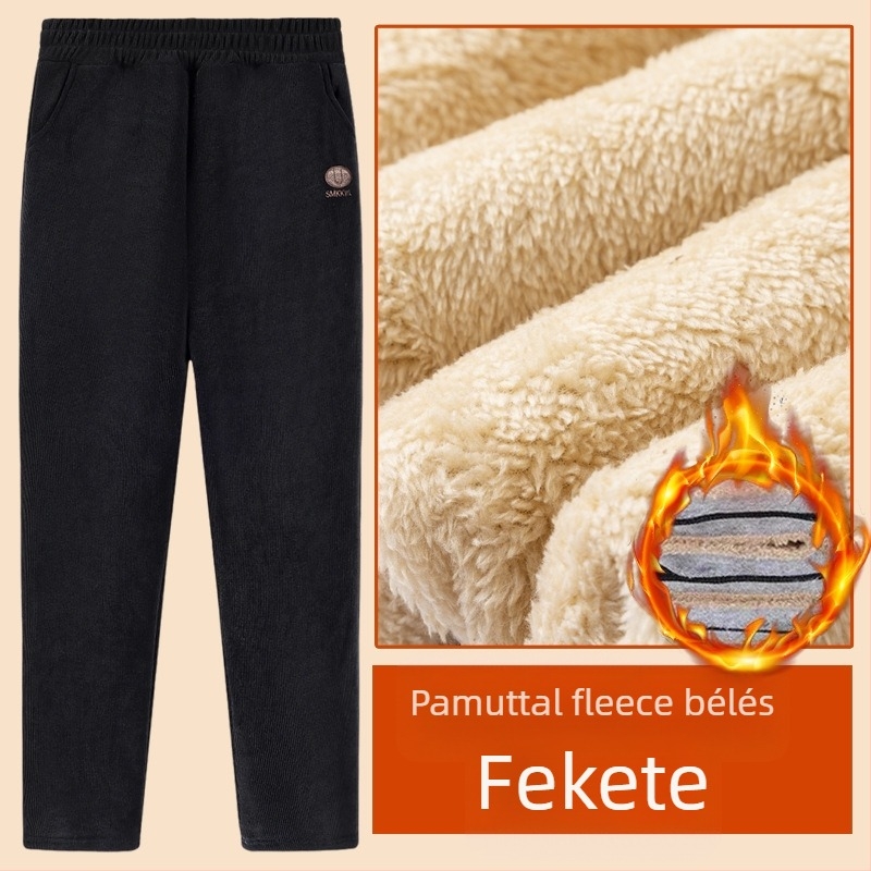 Női téli lazán szabott poliészter nadrág, vastag meleg hímzéssel, casual/alap stílus, tél 2025