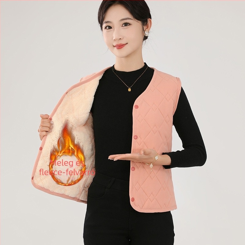 Női V-nyakú mellény, etnikus stílus, rombusz minta, 80–90% poliészter, poliészter rost, 2025 tavasz