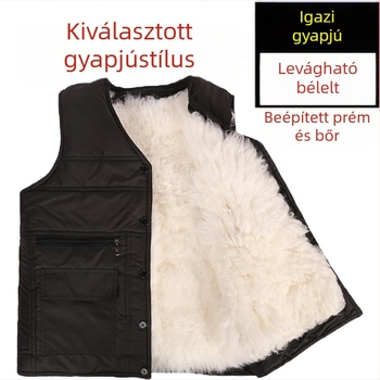 Férfi téli kordbársony mellény nyúlszőr béléssel