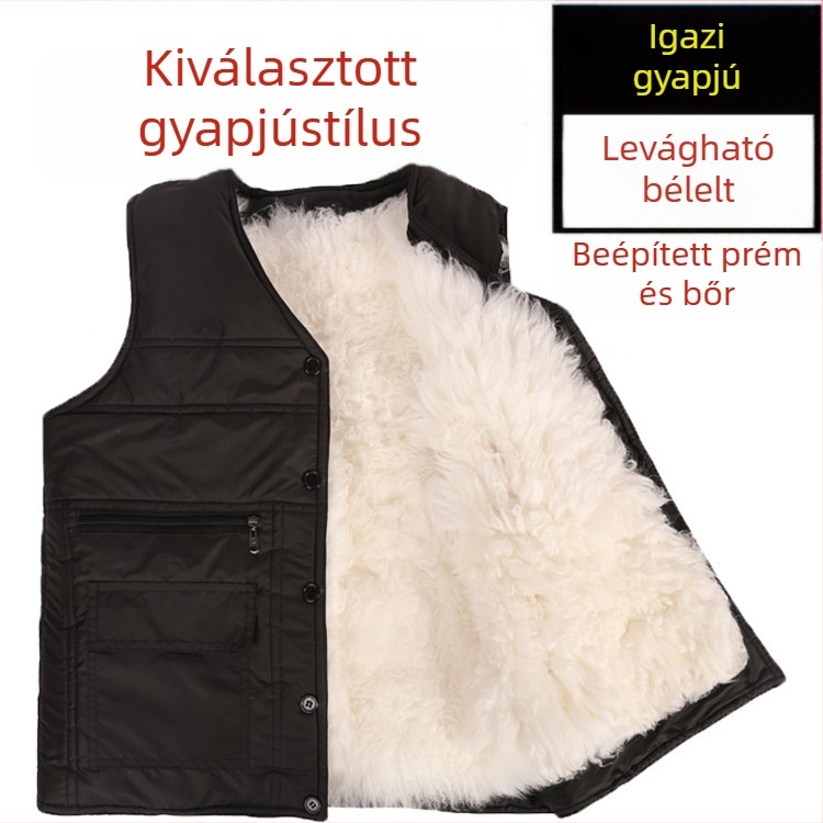 Férfi téli kordbársony mellény nyúlszőr béléssel