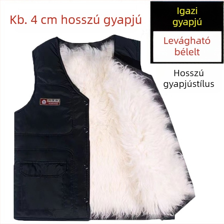 Férfi téli kordbársony mellény nyúlszőr béléssel