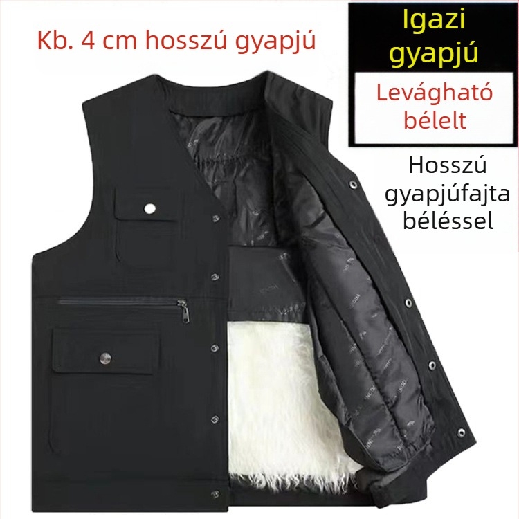 Férfi téli kordbársony mellény nyúlszőr béléssel