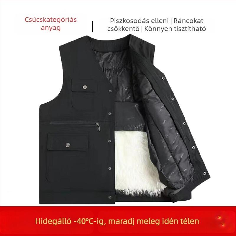 Férfi téli kordbársony mellény nyúlszőr béléssel