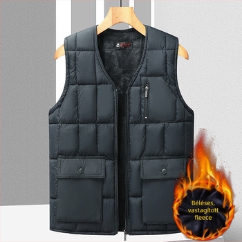 Férfi pamut mellény fleece béléssel idős korban, testhez álló szabás, töltet poliészter, alapanyag poliészter