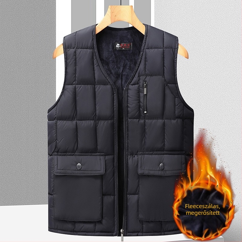 Férfi pamut mellény fleece béléssel idős korban, testhez álló szabás, töltet poliészter, alapanyag poliészter