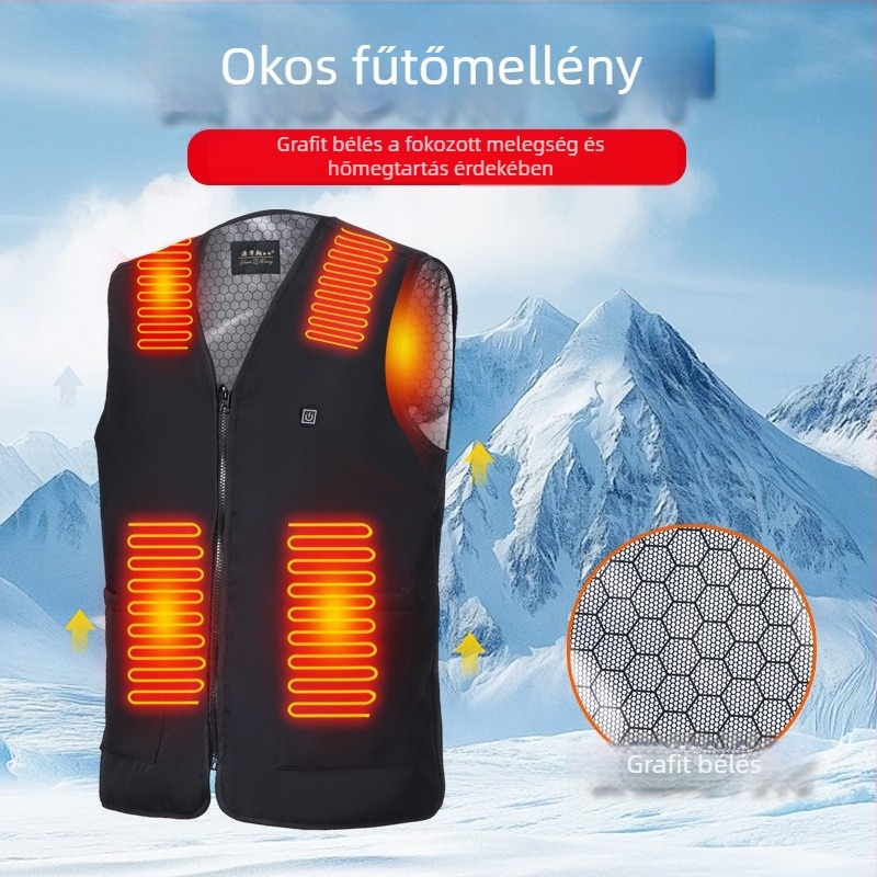 Férfi 16-zónás fűtőmellény téli intelligens elektromos fűtéssel