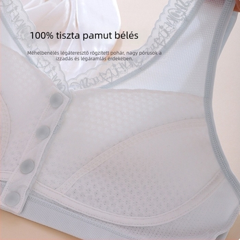 Melltartó drótok nélküli, mellény-stílusú, teljes kosár, vékony formázott kosár, előre záródó csat, légáteresztő nylon anyag