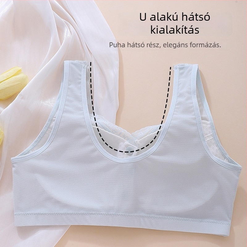 Melltartó drótok nélküli, mellény-stílusú, teljes kosár, vékony formázott kosár, előre záródó csat, légáteresztő nylon anyag