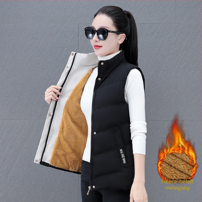 Női mellény down-cotton töltéssel, állógallér, poliészter anyag, cipzárral, mintázat színkoordinált