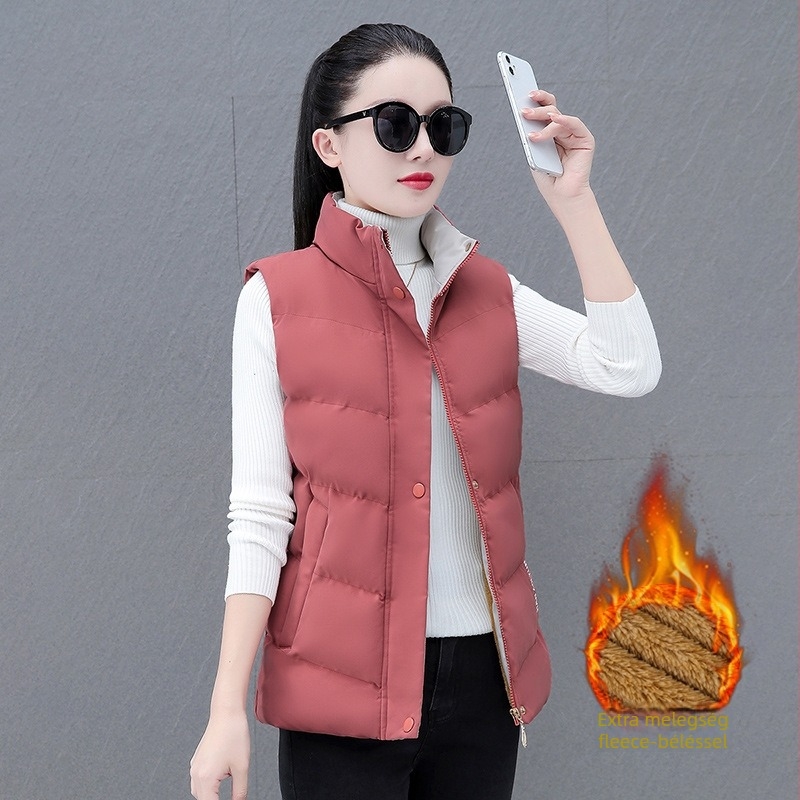 Női mellény down-cotton töltéssel, állógallér, poliészter anyag, cipzárral, mintázat színkoordinált