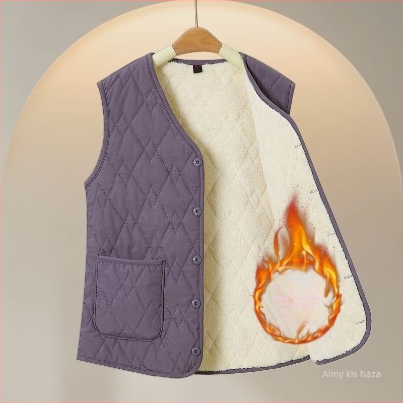 Fleece-bélelt mellény őszi–téli szezonra, vast és meleg, felnőtteknek
