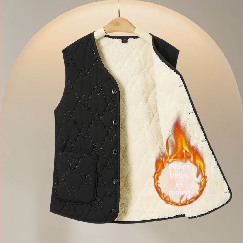 Fleece-bélelt mellény őszi–téli szezonra, vast és meleg, felnőtteknek