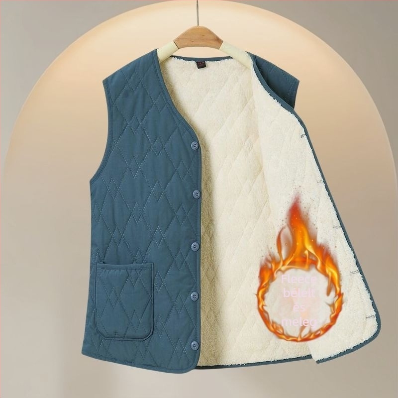Fleece-bélelt mellény őszi–téli szezonra, vast és meleg, felnőtteknek