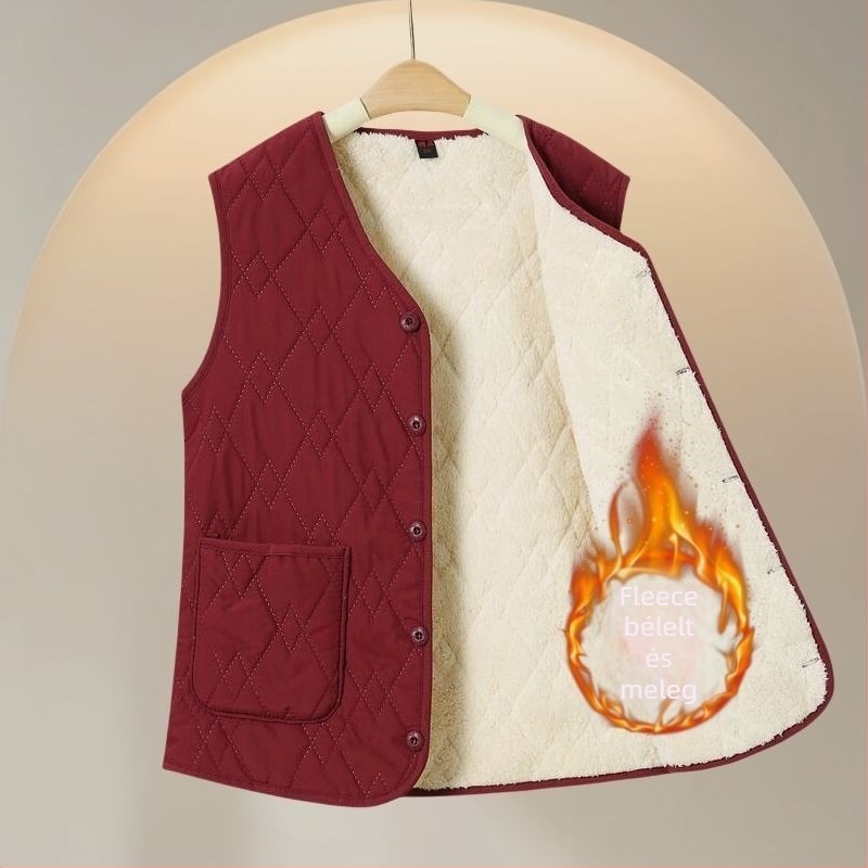 Fleece-bélelt mellény őszi–téli szezonra, vast és meleg, felnőtteknek