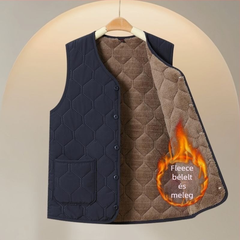 Fleece-bélelt mellény őszi–téli szezonra, vast és meleg, felnőtteknek