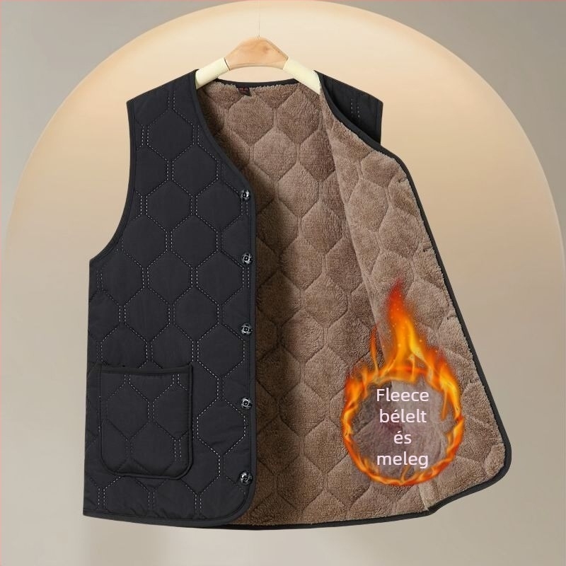 Fleece-bélelt mellény őszi–téli szezonra, vast és meleg, felnőtteknek