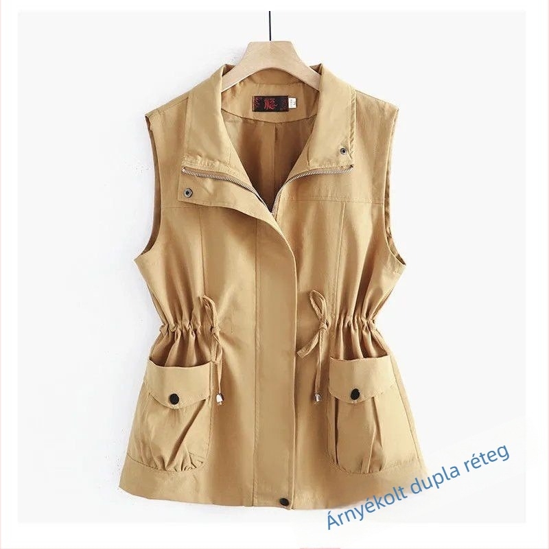 Női szabályos városi mellény magas derekú, elöl cipzárral, hossz 50–65 cm, anyagtartalom 70–80%