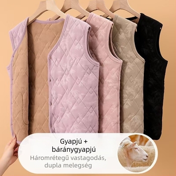 Téli női mellény kínai stílusban, német fleece, 80–90% poliészter, irodalmi-retro stílus.