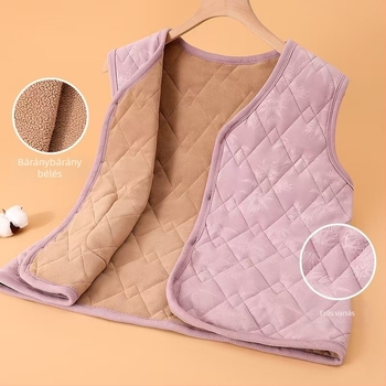 Téli női mellény kínai stílusban, német fleece, 80–90% poliészter, irodalmi-retro stílus.