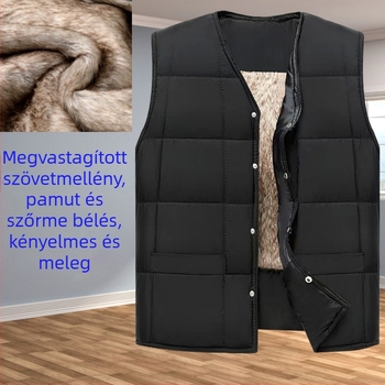 Férfi vastag pamut mellény belső szőrme béléssel, őszi-téli szezonra