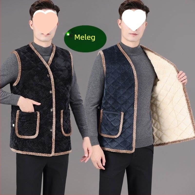 Férfi téli mellény fleece bélésével, fokozott meleg, kapucniával, V-nyak, karcsú fazon
