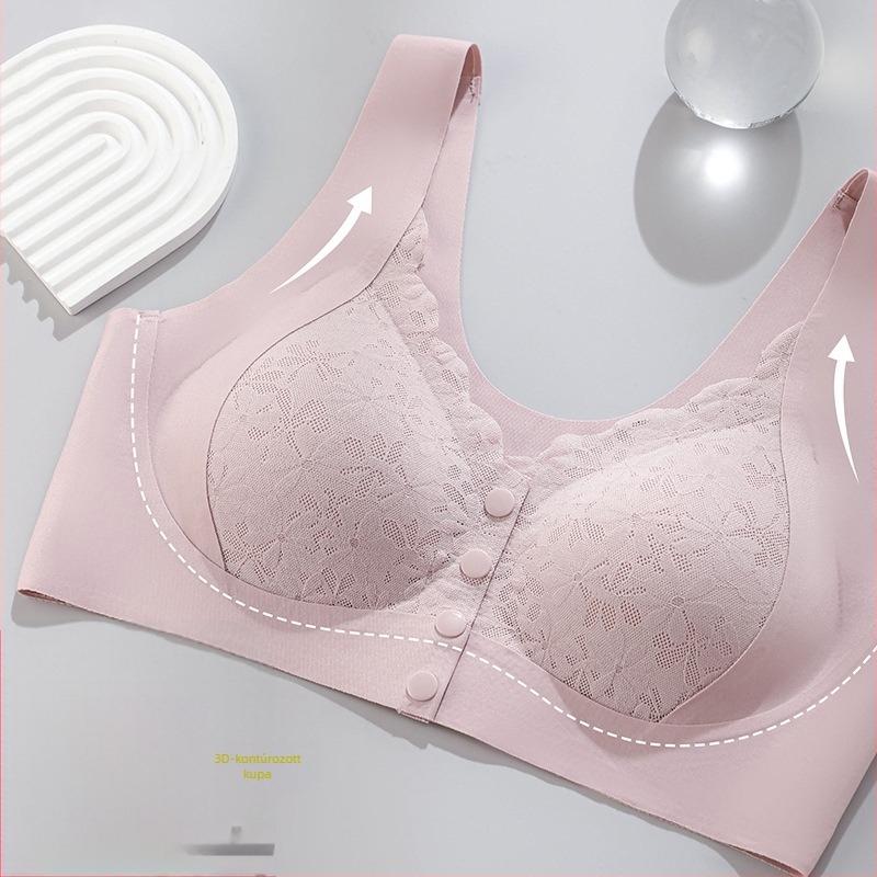 Szoptatós melltartó vest-stílusban, seamless, elől gombos zárás, lélegző, 3/4 kosár habos töltéssel