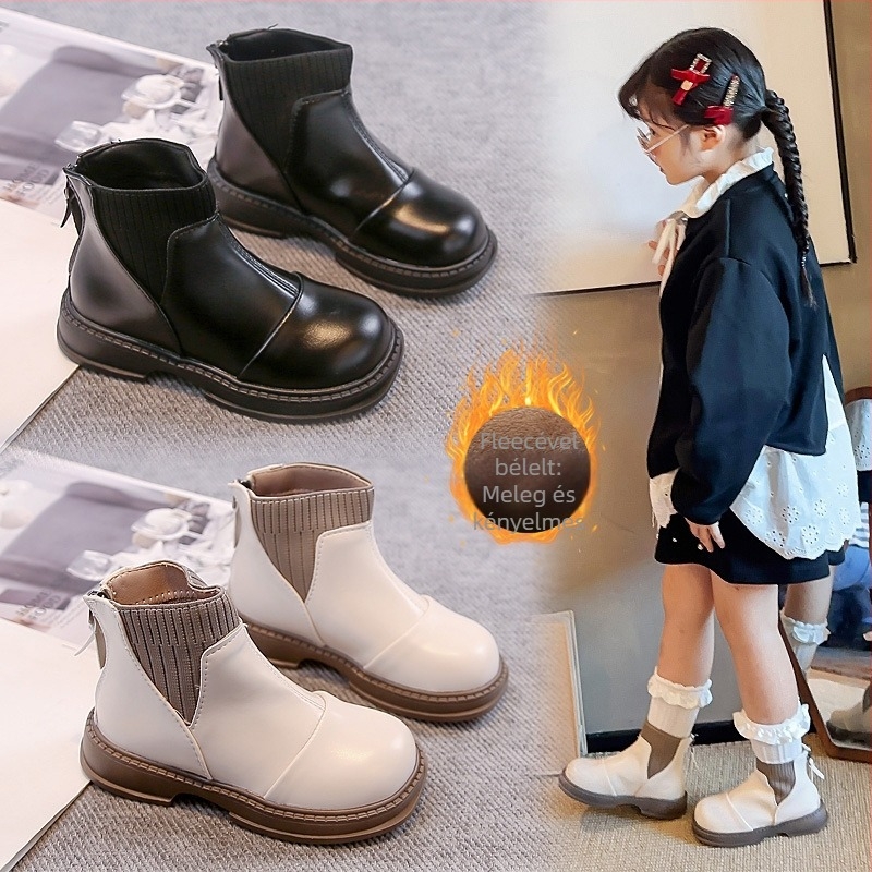 Lányoknak készült Martin csizma mikroszálas bőrből, PU talpbetét, gumitalp, hátsó cipzár, vízálló