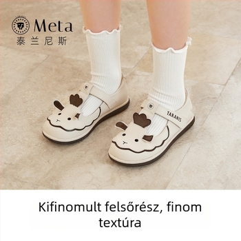 Lányoknak készült bőrcipő, hercegnő-stílus, rajzfilmszerű mintával, Velcro-zárás