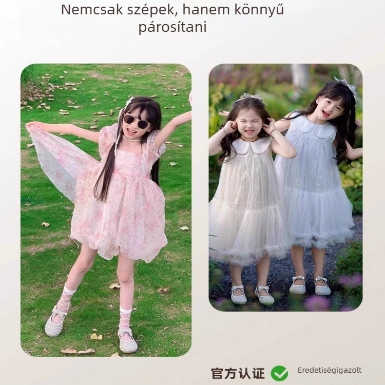 Kristályos masnis kislánycipő, négyzetes orr, Velcro-zár, EVA talp, 4–16 éveseknek, 2025 ősz