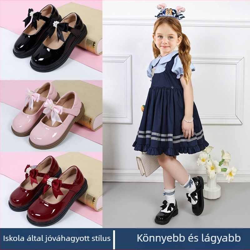 Lányoknak szánt iskolai cipő, felsőrész: műbőr, Velcro-zárás, PU bélés és PU talpbetét, gumitalp