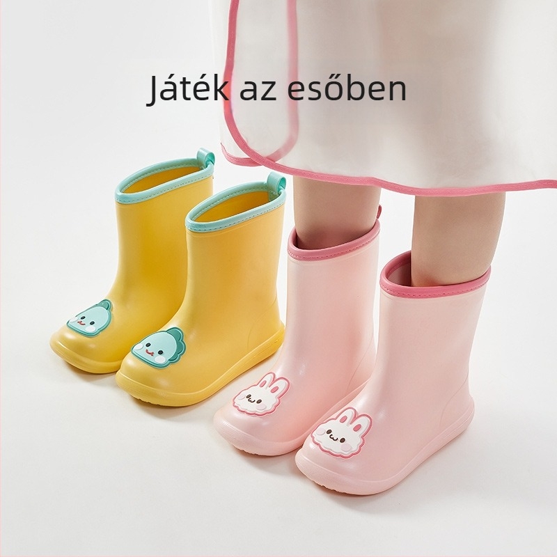 Gyerekeknek készült esőcsizma rajzos mintával, vízálló és csúszásmentes, EVA anyagú, 4–12 éveseknek