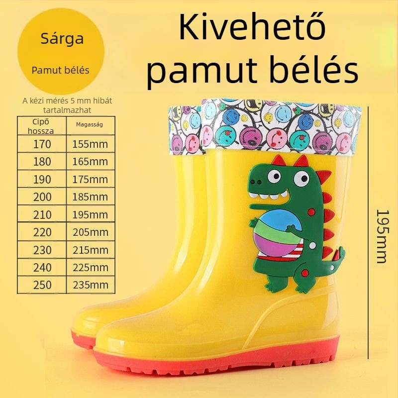 Gyerekeknek szóló esőcsizmák rajzfilm mintával, csúszásmentes, vízálló, közepes magasságú, fiúknak és lányoknak