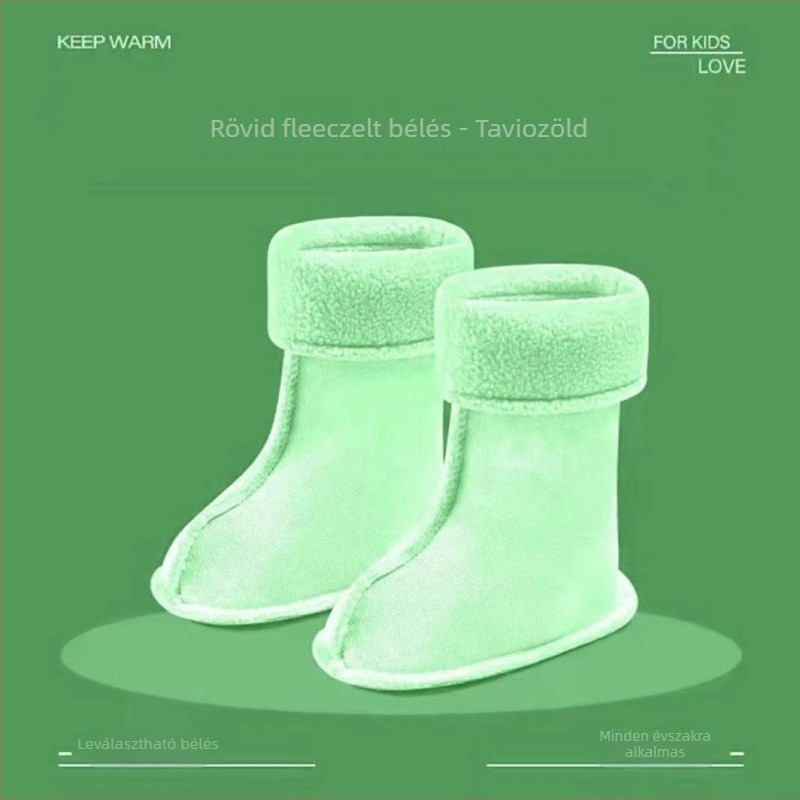 Uniszex gyerek esőcsizma, cartoon mintás, fleece bélés, csúszásmentes PVC talp, alacsony szár