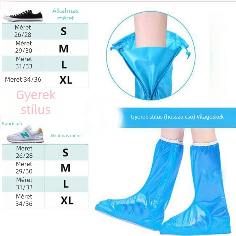 Gyerekek PVC vízálló esőcsizmája (Uniszex, magas szár, 6–8 cm sarok, 1–16 év)